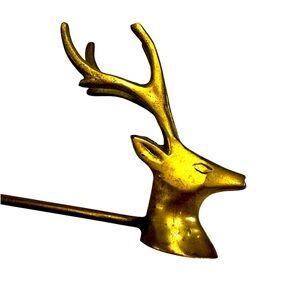 Vintage Brass Stag Buck Deer Head Candle Snuffer Holiday Made In India 11” Long